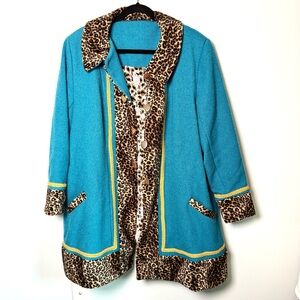 Carrie Bradshaw inspired vintage trendy fashion eclectic Turquoise Women's Coat